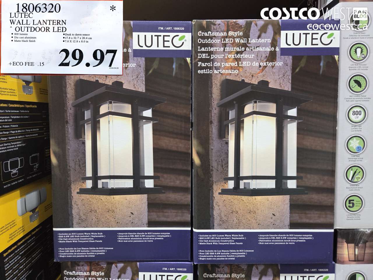 1806320 LUTEC WALL LANTERN OUTDOOR LED $29.97