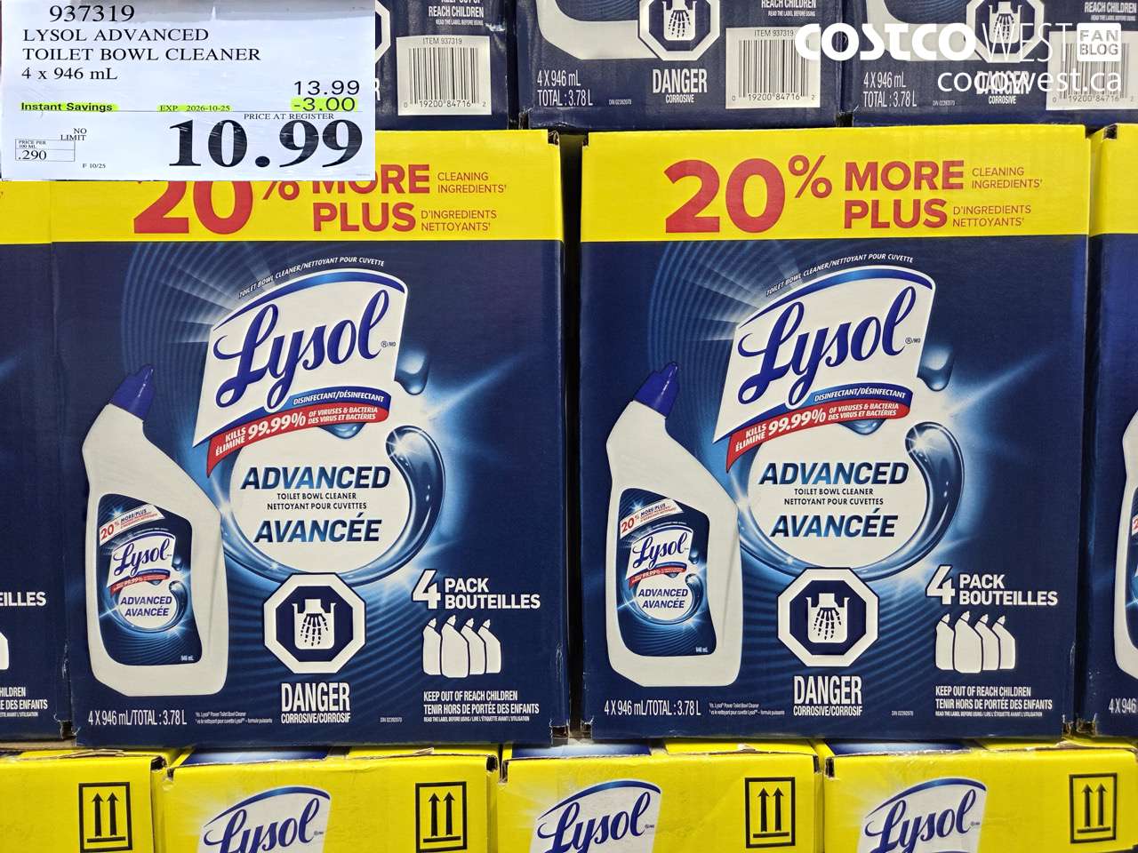 937319 LYSOL ADVANCED TOILET BOWL CLEANER 4 X 946 ML ($3.00 INSTANT SAVINGS EXPIRES ON 2026-10-25) $10.99