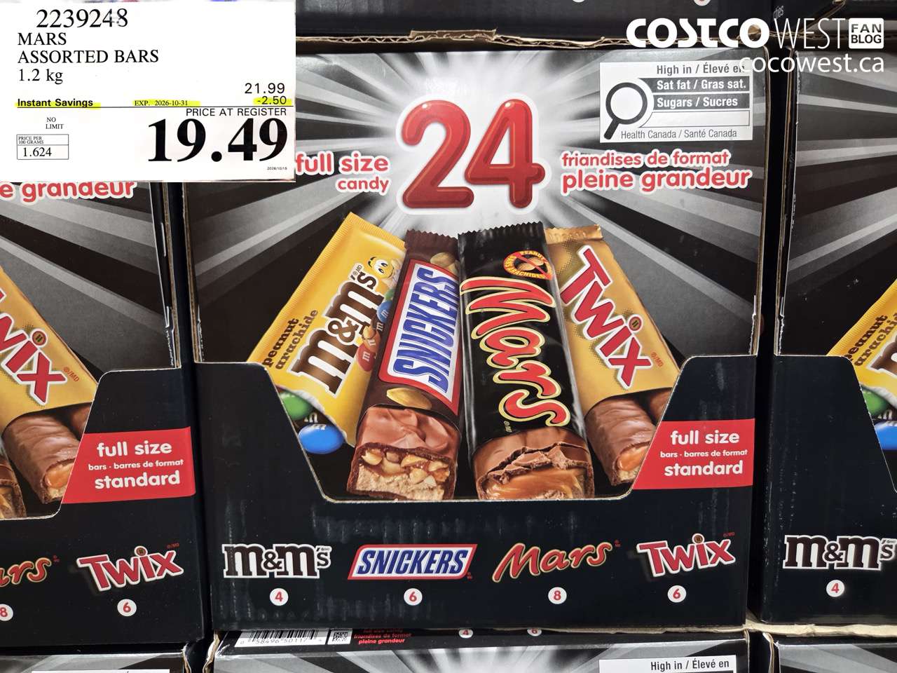 2239248 MARS ASSORTED BARS 1.2 KG ($2.50 INSTANT SAVINGS EXPIRES ON 2026-10-31) $19.49