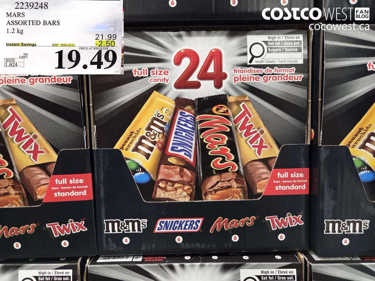 2239248 MARS ASSORTED BARS 1.2 KG ($2.50 INSTANT SAVINGS EXPIRES ON 2026-10-31) $19.49