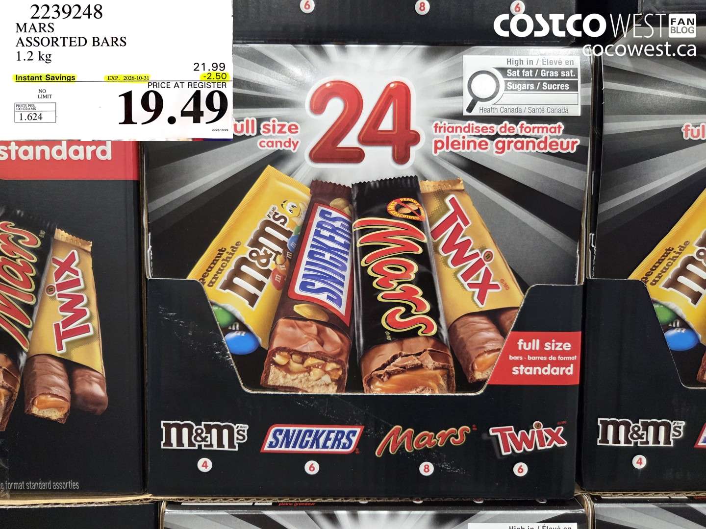 2239248 MARS ASSORTED BARS 1.2 KG ($2.50 INSTANT SAVINGS EXPIRES ON 2026-10-31) $19.49