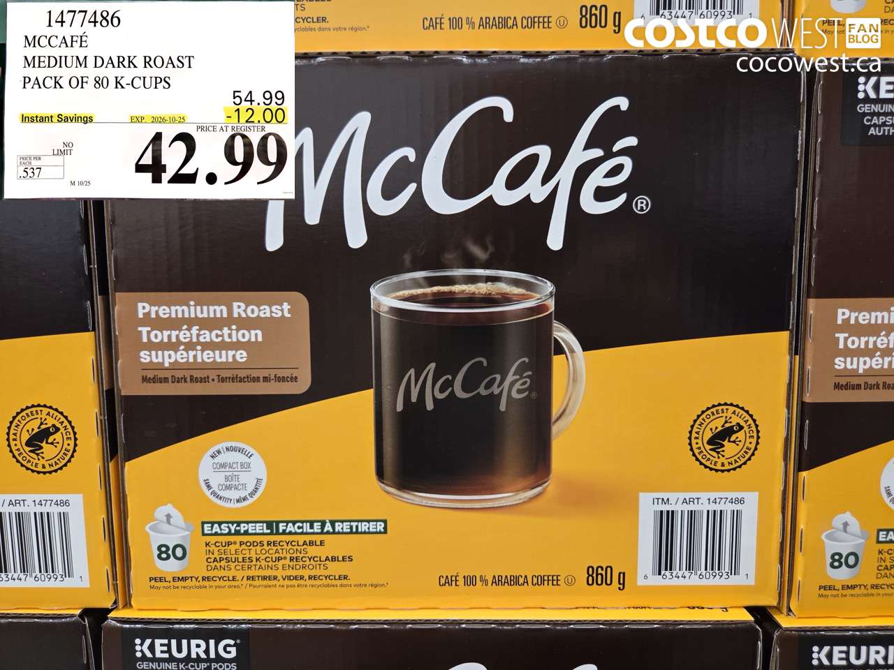 1477486 MCCAFÉ MEDIUM DARK ROAST PACK OF 80 K-CUPS ($12.00 INSTANT SAVINGS EXPIRES ON 2026-10-25) $42.99