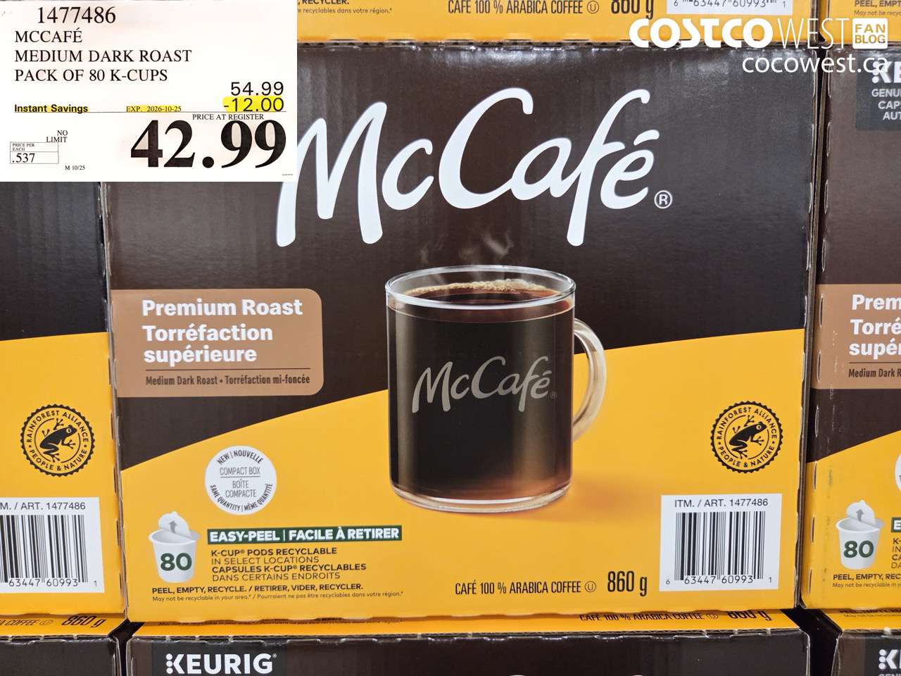 1477486 MCCAFÉ MEDIUM DARK ROAST PACK OF 80 K-CUPS ($12.00 INSTANT SAVINGS EXPIRES ON 2026-10-25) $42.99