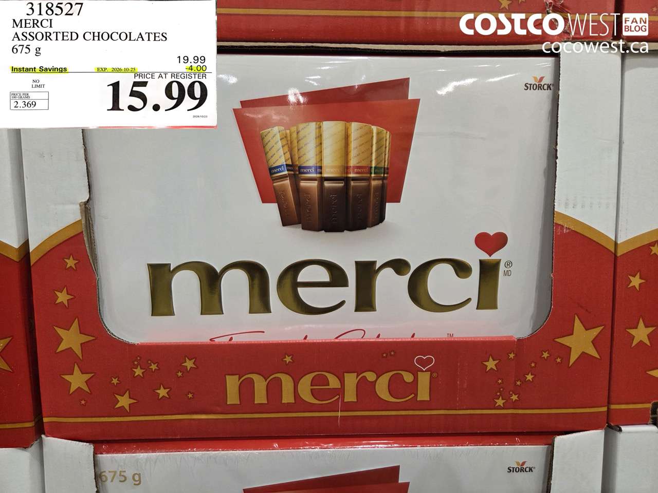 318527 MERCI ASSORTED CHOCOLATES 675 G ($4.00 INSTANT SAVINGS EXPIRES ON 2026-10-25) $15.99