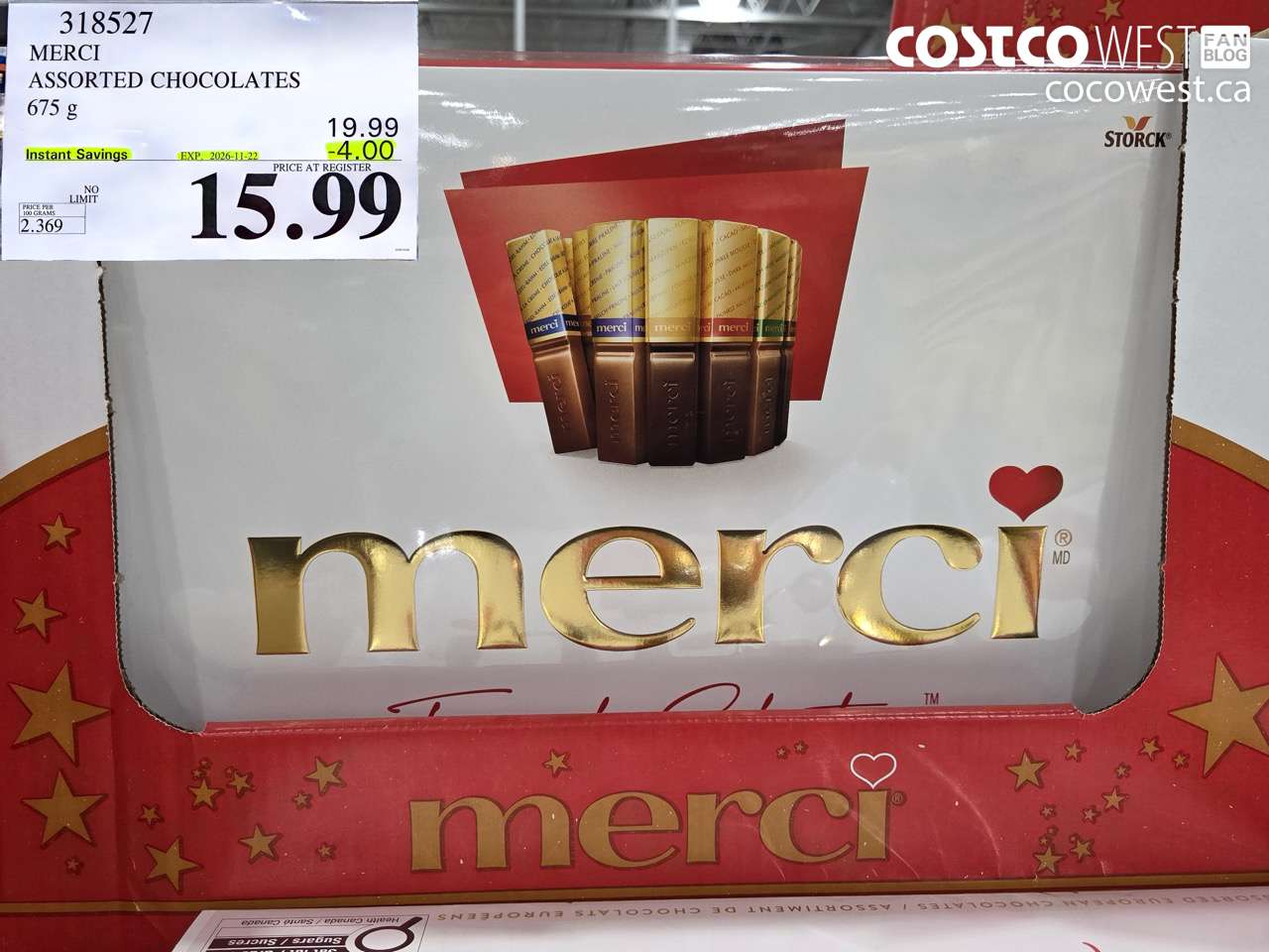 318527 MERCI ASSORTED CHOCOLATES 675 G ($4.00 INSTANT SAVINGS EXPIRES ON 2026-11-22) $15.99