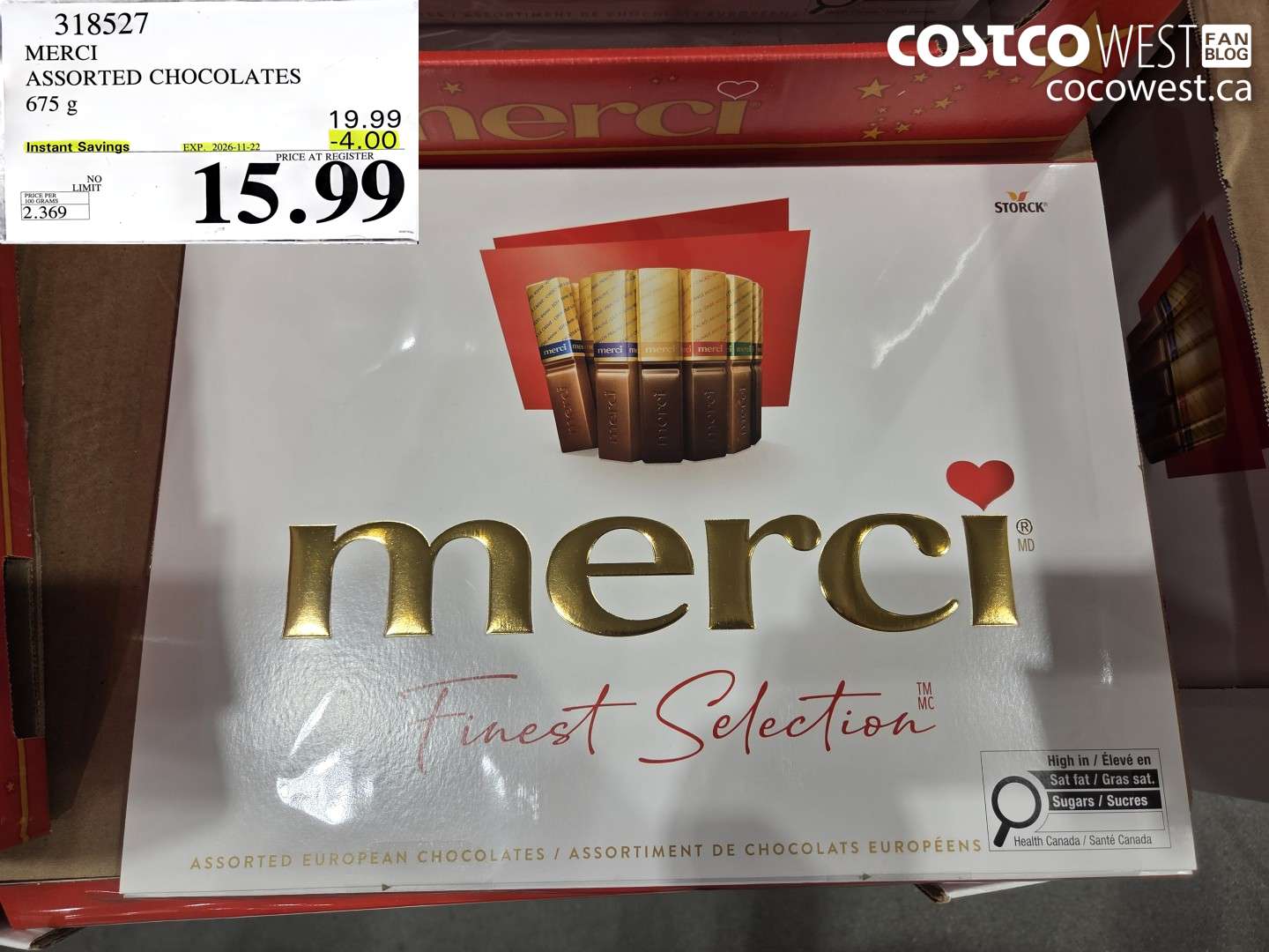 318527 MERCI ASSORTED CHOCOLATES 675 G ($4.00 INSTANT SAVINGS EXPIRES ON 2026-11-22) $15.99