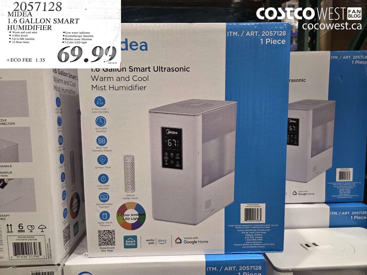 2057128 MIDEA 1.6 GALLON SMART HUMIDIFIER $69.99