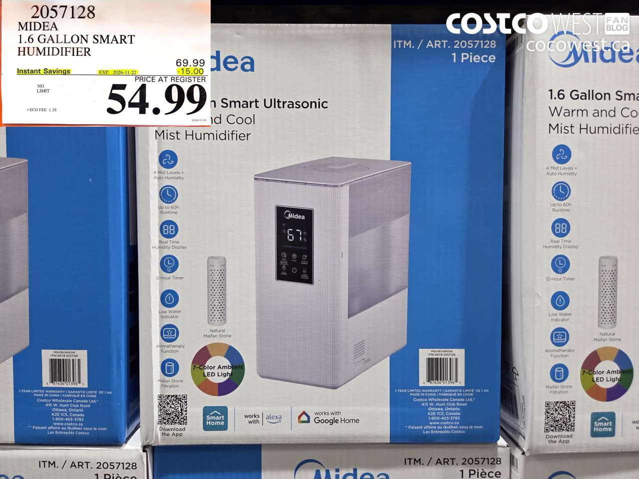 2057128 MIDEA 1.6 GALLON SMART HUMIDIFIER ($15.00 INSTANT SAVINGS EXPIRES ON 2026-11-22) $54.99