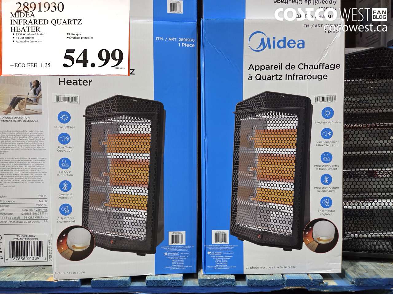 2891930 MIDEA INFRARARED QUARTZ HEATER $54.99