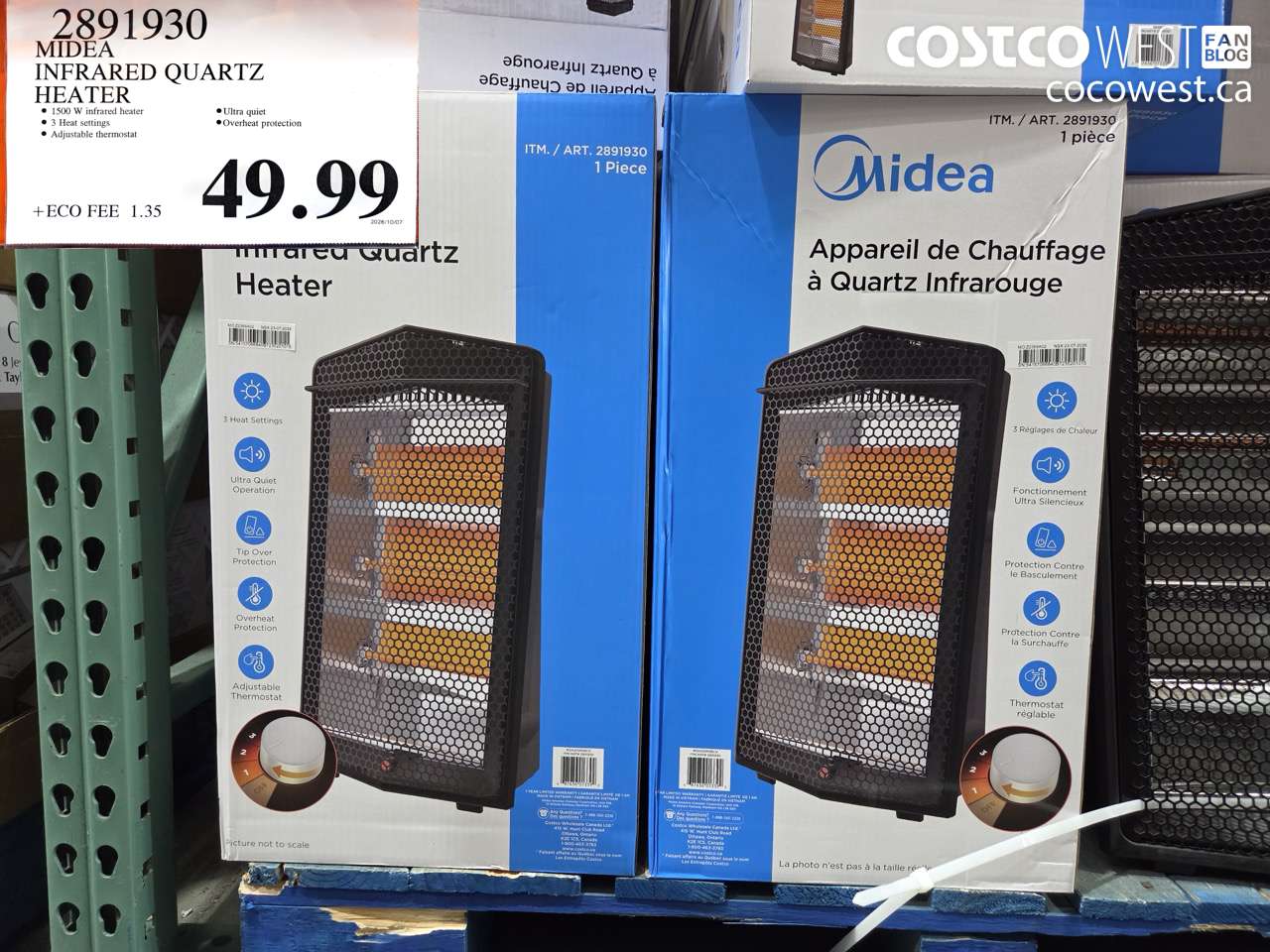 2891930 MIDEA INFRARED QUARTZ HEATER $49.99