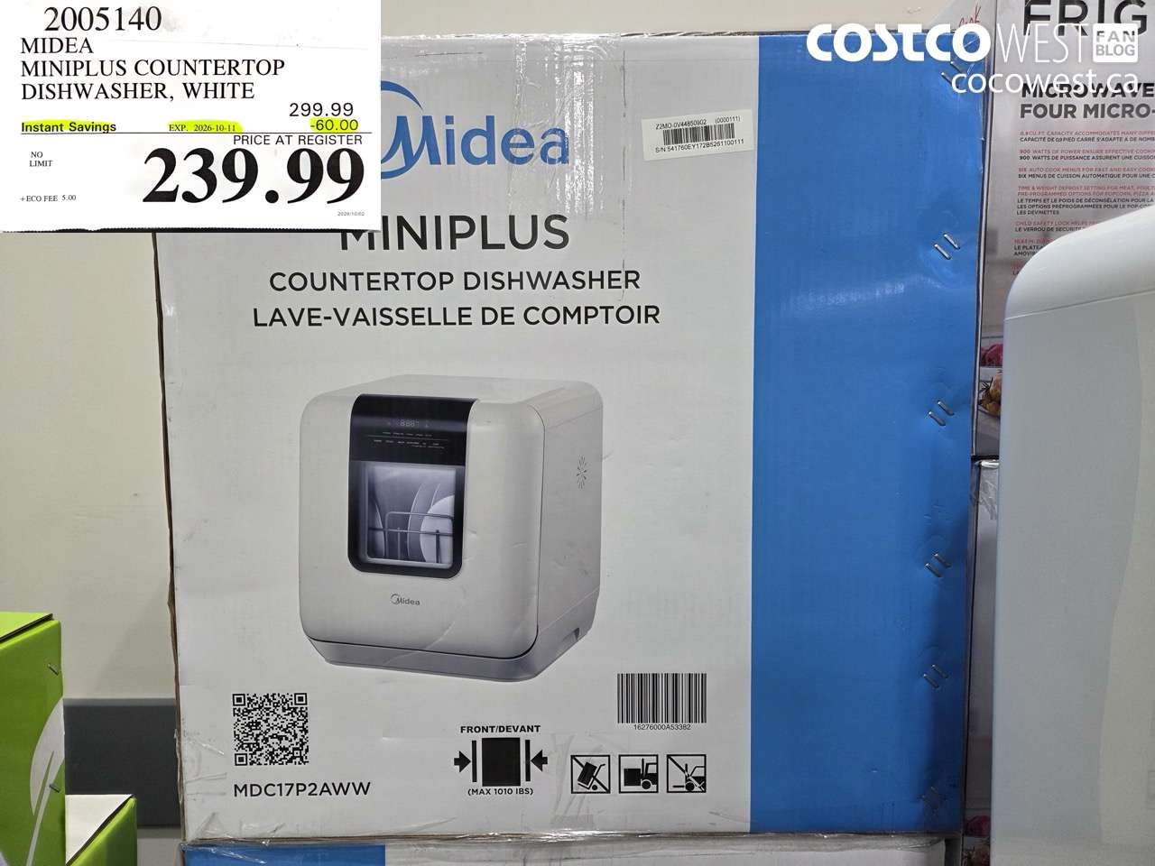 2005140 MIDEA MINIPLUS COUNTERTOP DISHWASHER, WHITE ($60.00 INSTANT SAVINGS EXPIRES ON 2026-10-11) $239.99
