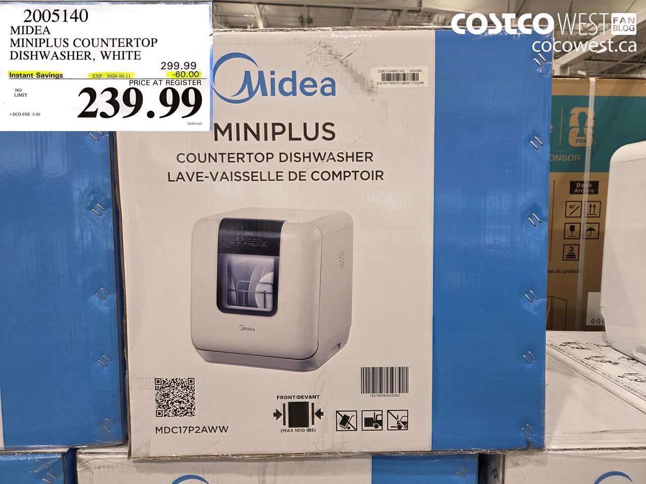2005140 MIDEA MINIPLUS COUNTERTOP DISHWASHER, WHITE ($60.00 INSTANT SAVINGS EXPIRES ON 2026-10-11) $239.99
