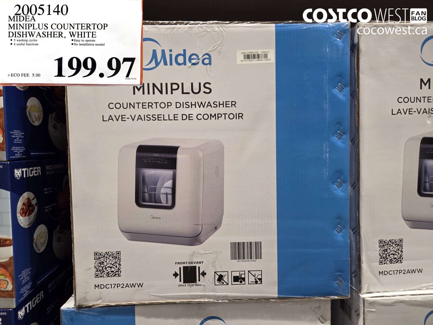 2005140 MIDEA MINIPLUS COUNTERTOP DISHWASHER, WHITE $199.97