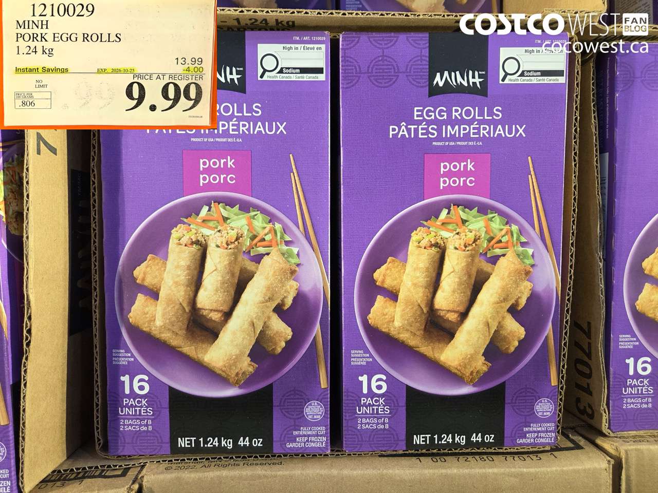 1210029 MINH PORK EGG ROLLS 1.24 KG ($4.00 INSTANT SAVINGS EXPIRES ON 2026-10-25) $9.99