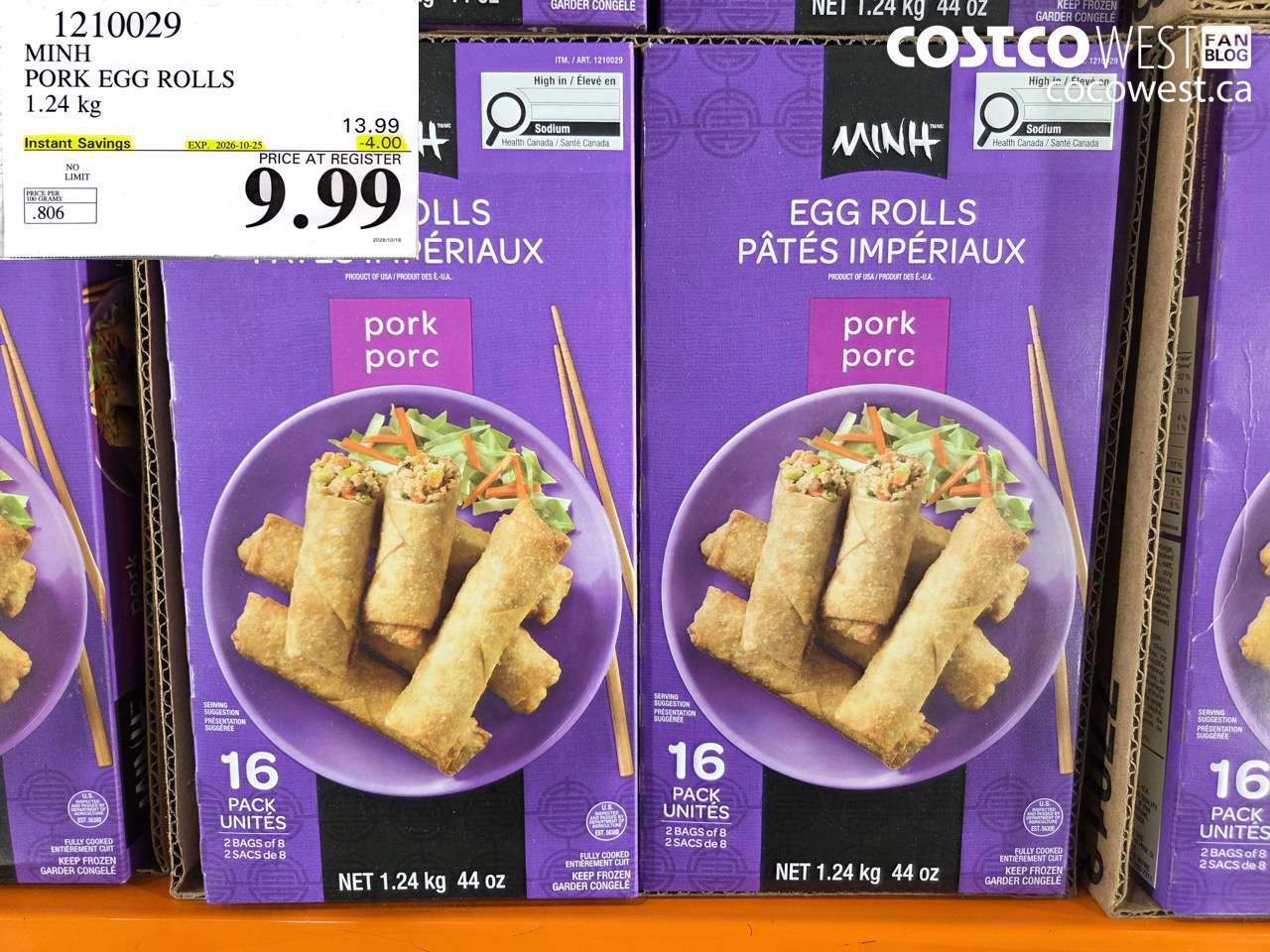 1210029 MINH PORK EGG ROLLS 1.24 KG ($4.00 INSTANT SAVINGS EXPIRES ON 2026-10-25) $9.99