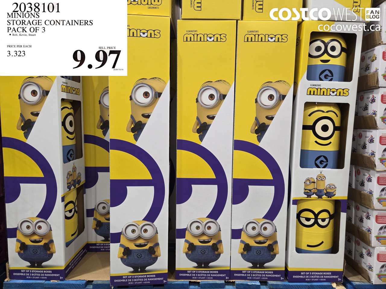 2038101 MINIONS STORAGE CONTAINERS PACK OF 3 $9.97