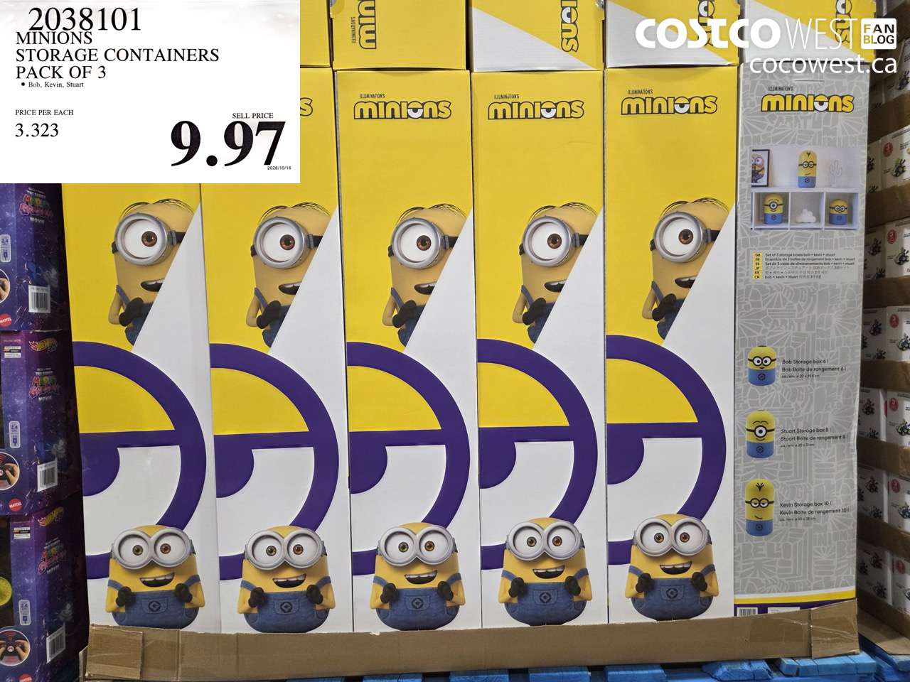 2038101 MINIONS STORAGE CONTAINERS PACK OF 3 $9.97