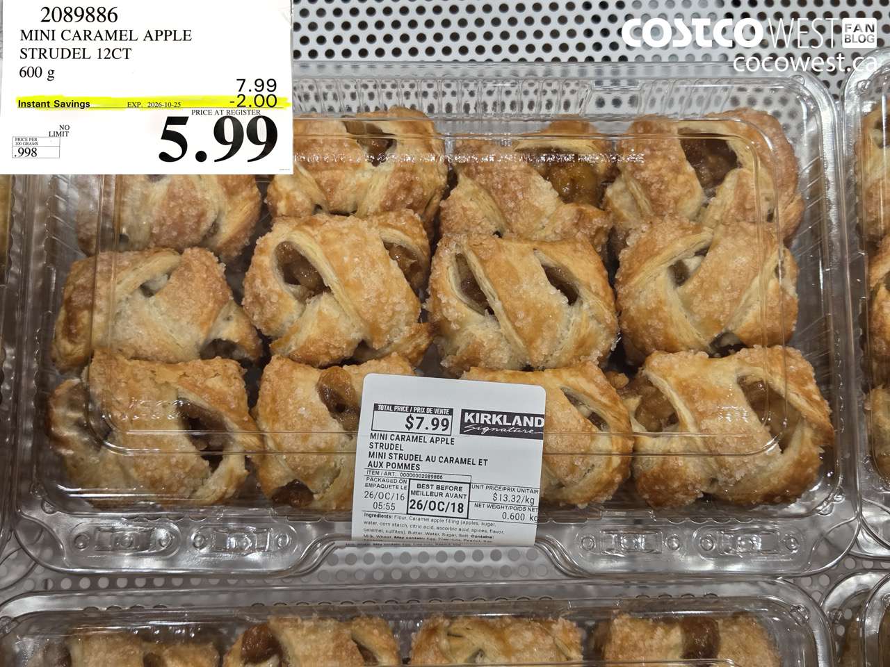 2089886 MINI CARAMEL APPLE STRUDEL 12CT 600 G ($2.00 INSTANT SAVINGS EXPIRES ON 2026-10-25) $5.99