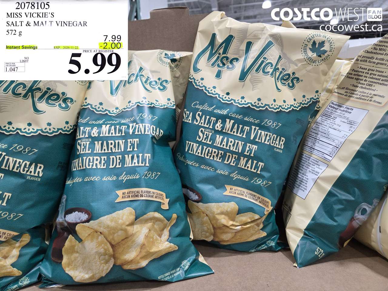 2078105 MISS VICKIE'S SALT & MALT VINEGAR 572 G ($2.00 INSTANT SAVINGS EXPIRES ON 2026-11-22) $5.99