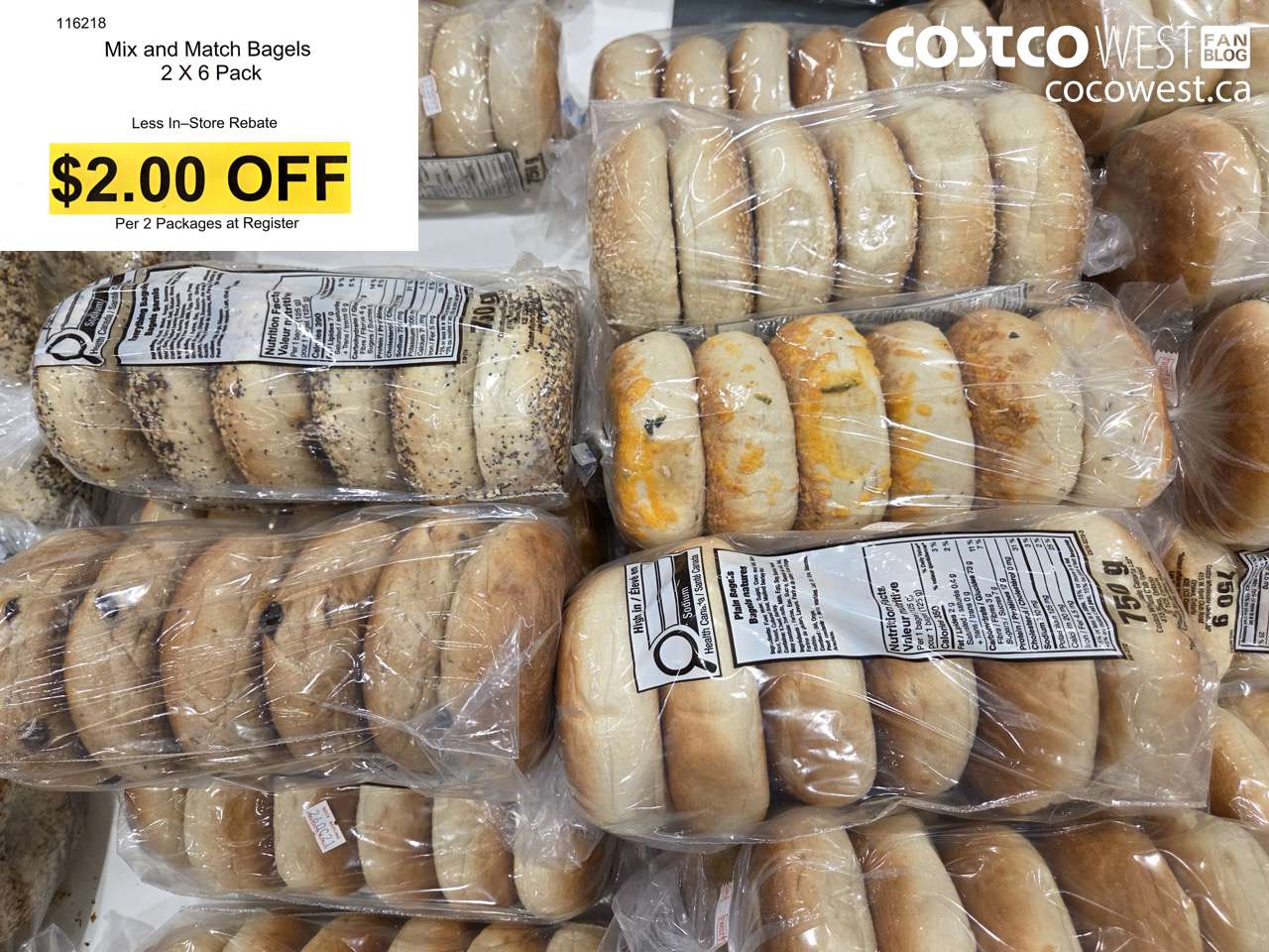 116218 MIX AND MATCH BAGELS 2 X 6 PACK ($2.00 INSTANT SAVINGS)