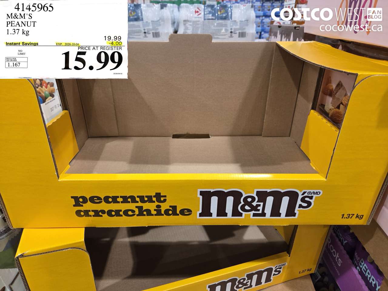 4145965 M&M'S PEANUT 1.37 KG ($4.00 INSTANT SAVINGS EXPIRES ON 2026-10-04) $15.99
