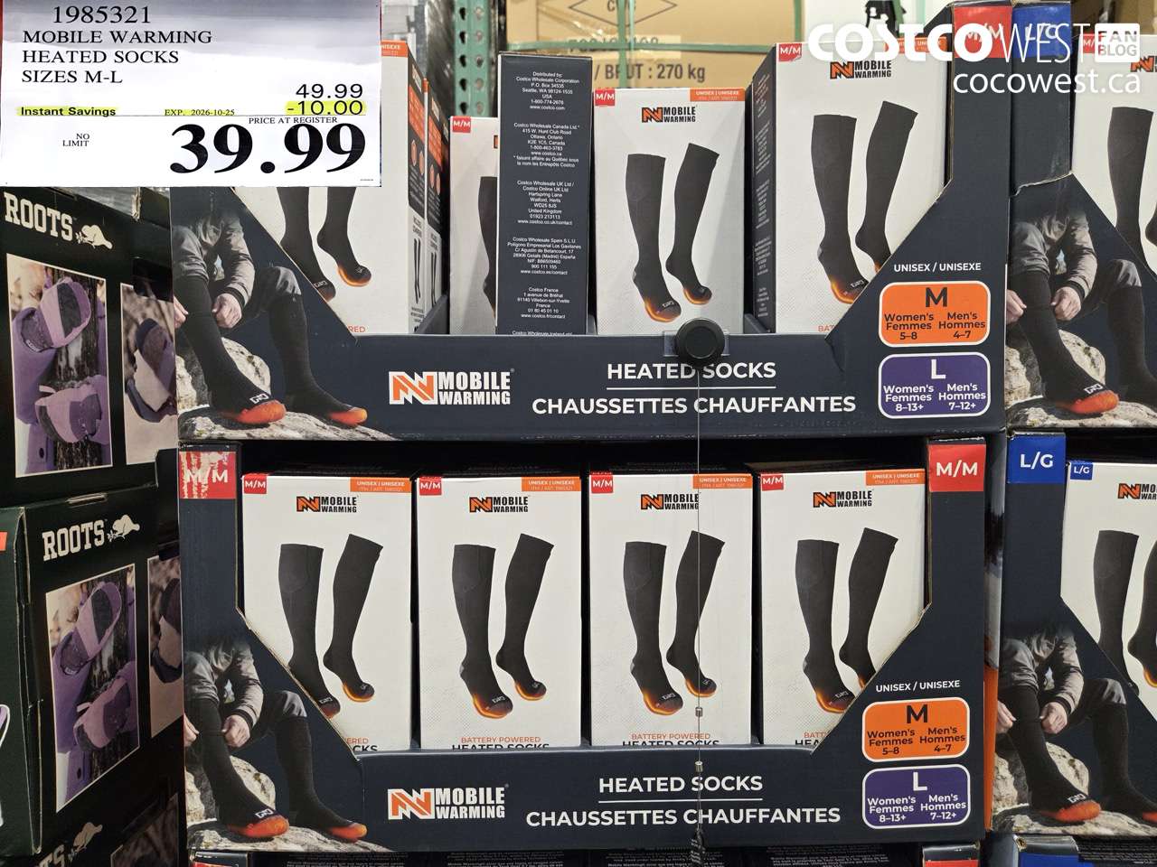 1985321 MOBILE WARMING HEATED SOCKS SIZES M-L ($10.00 INSTANT SAVINGS EXPIRES ON 2026-10-25) $39.99