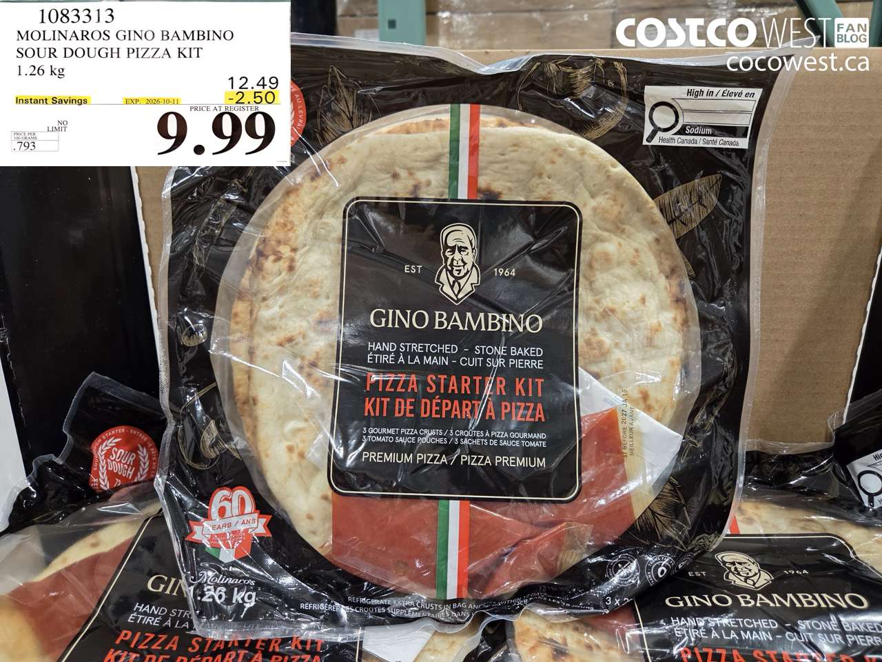 1083313 MOLINAROS GINO BAMBINO SOUR DOUGH PIZZA KIT 1.26 KG ($2.50 INSTANT SAVINGS EXPIRES ON 2026-10-11) $9.99