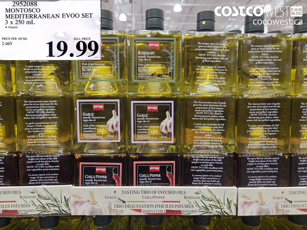 2952088 MONTOSCO MEDITERRANEAN EVOO SET 3 X 250 ML $19.99