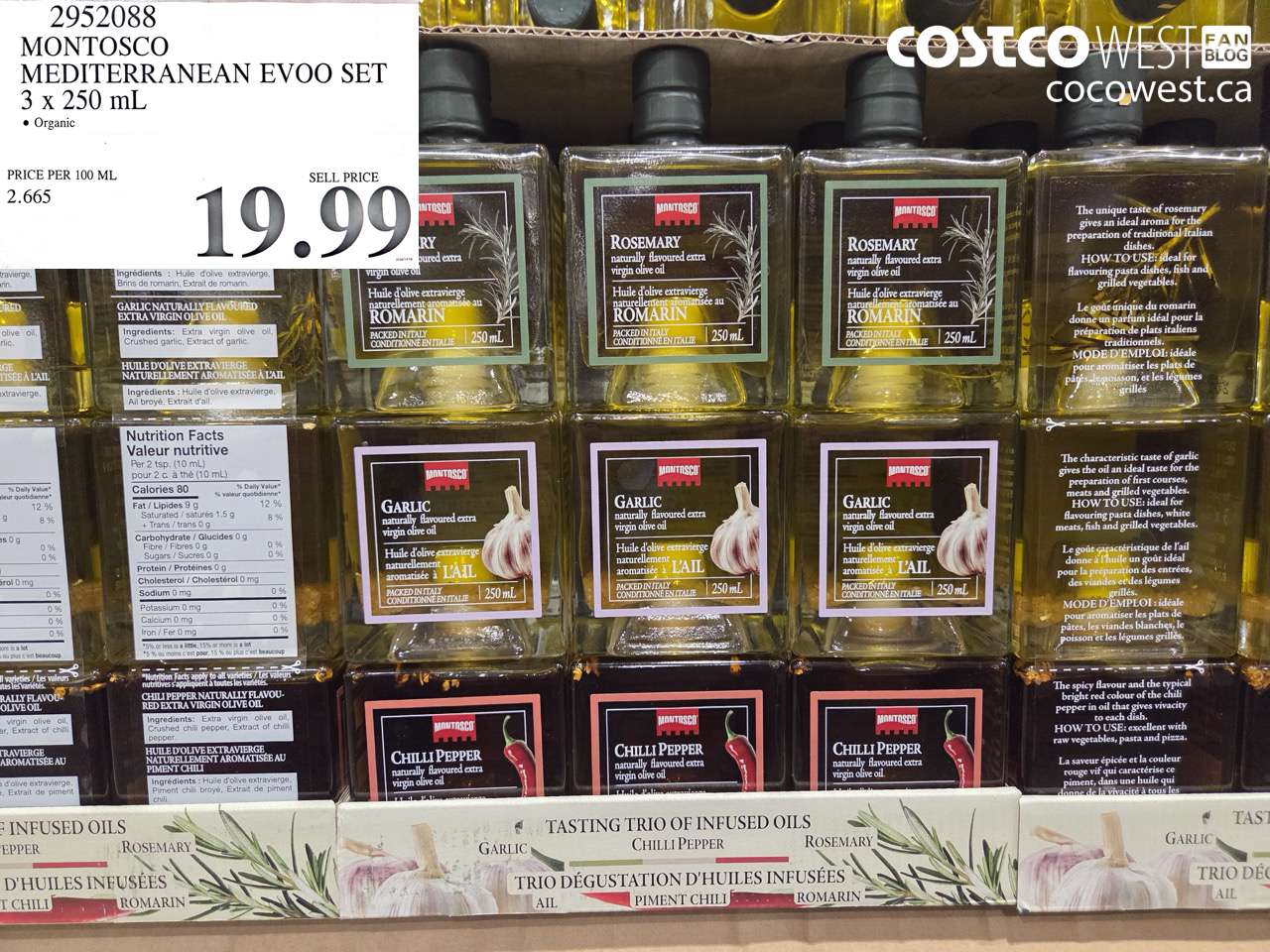 2952088 MONTOSCO MEDITERRANEAN EVOO SET 3 X 250 ML $19.99