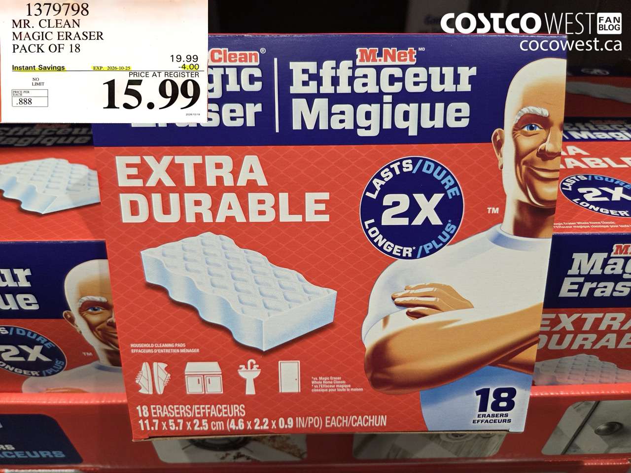 1379798 MR. CLEAN MAGIC ERASER PACK OF 18 ($4.00 INSTANT SAVINGS EXPIRES ON 2026-10-25) $15.99