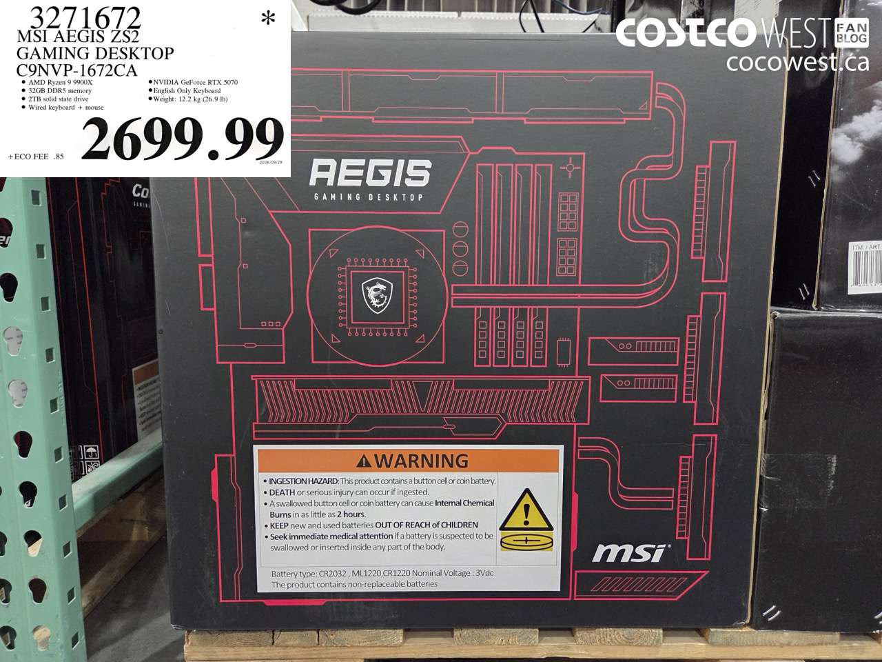 3271672 MSI AEGIS ZS2 GAMING DESKTOP C9NVP-1672CA $2699.99