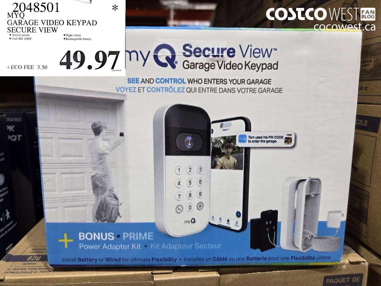 2048501 MYQ GARAGE VIDEO KEYPAD SECURE VIEW $49.97
