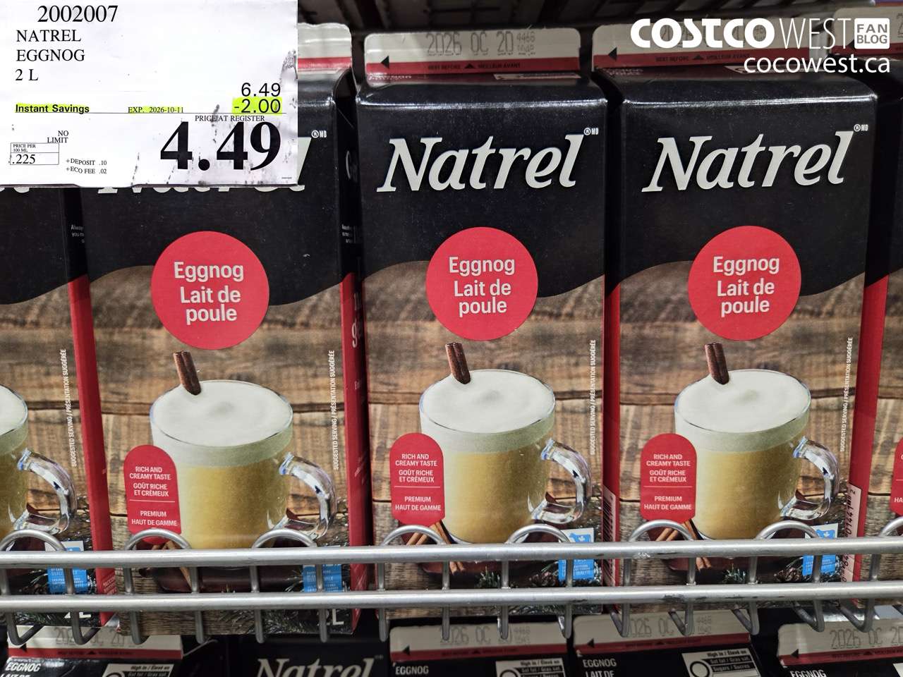 2002007 NATREL EGGNOG 2 L ($2.00 INSTANT SAVINGS EXPIRES ON 2026-10-11) $4.49