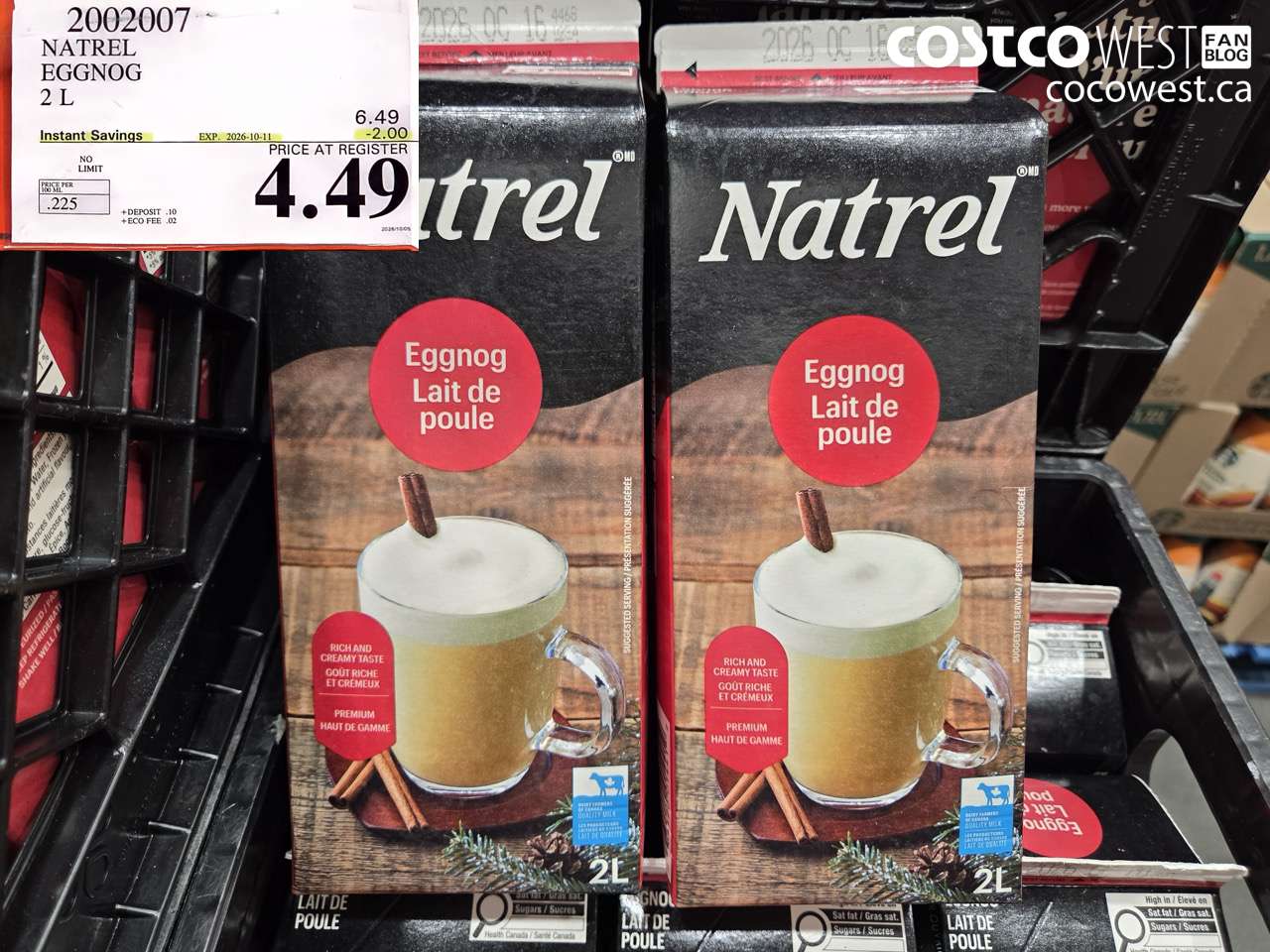 2002007 NATREL EGGNOG 2 L ($2.00 INSTANT SAVINGS EXPIRES ON 2026-10-11) $4.49