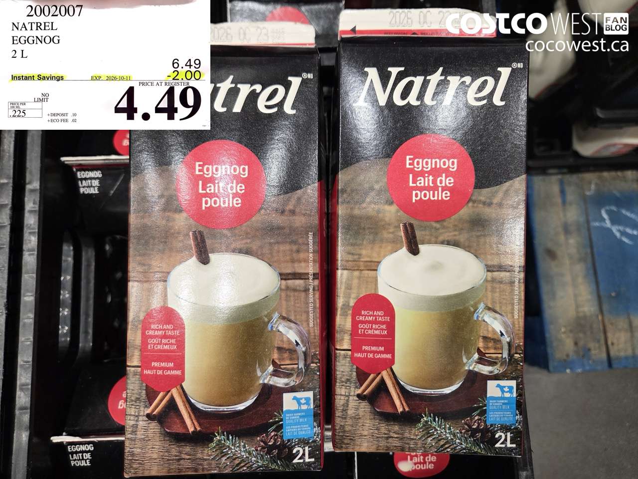 2002007 NATREL EGGNOG 2 L ($2.00 INSTANT SAVINGS EXPIRES ON 2026-10-11) $4.49