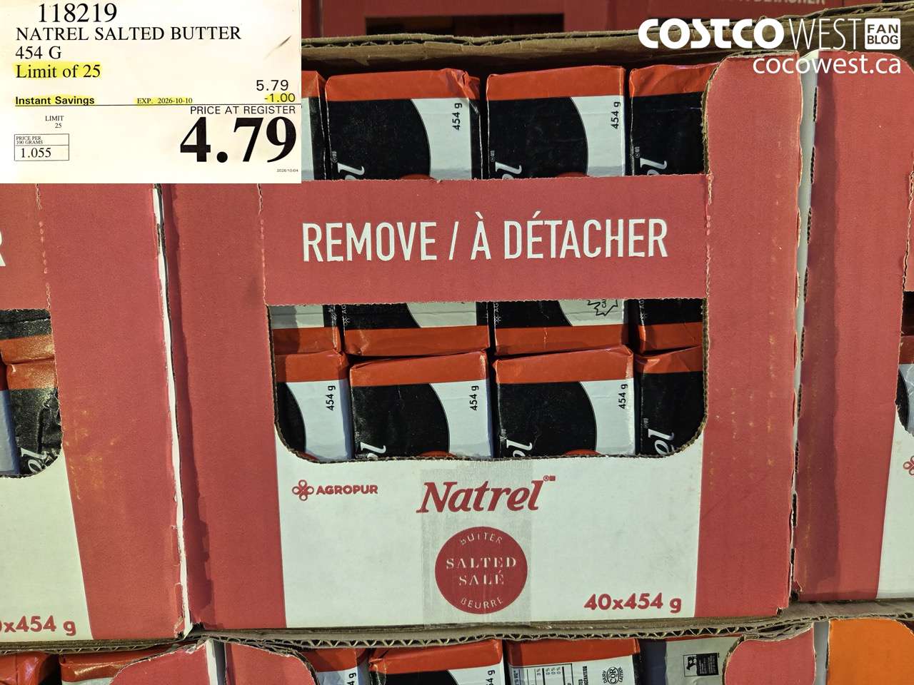 118219 NATREL SALTED BUTTER 454 G ($1.00 INSTANT SAVINGS EXPIRES ON 2026-10-10) $4.79