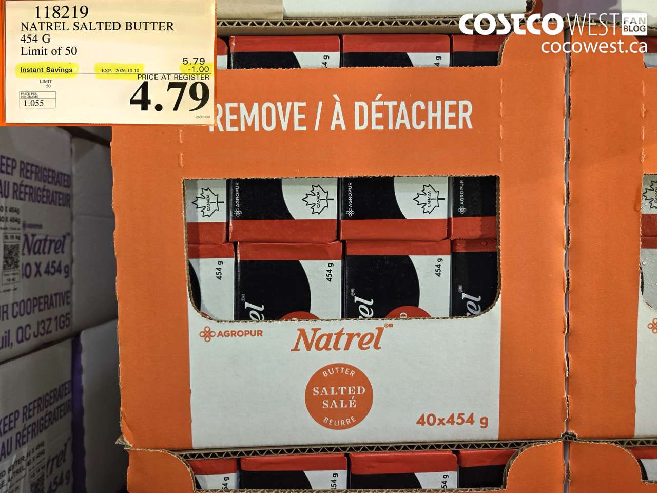 118219 NATREL SALTED BUTTER 454 G ($1.00 INSTANT SAVINGS EXPIRES ON 2026-10-10) $4.79