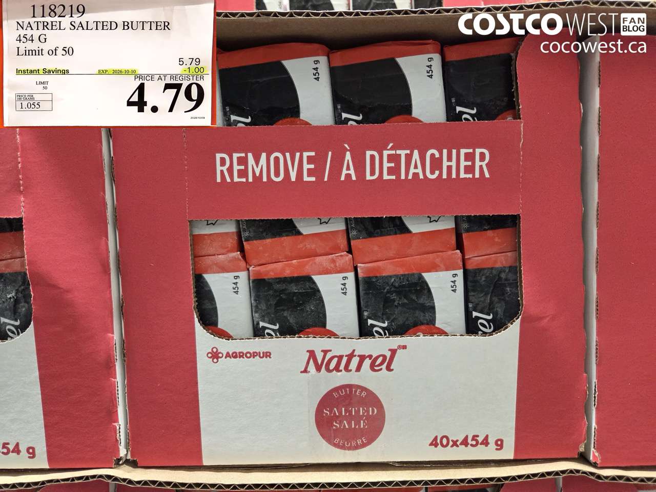 118219 NATREL SALTED BUTTER 454 G ($1.00 INSTANT SAVINGS EXPIRES ON 2026-10-10) $4.79