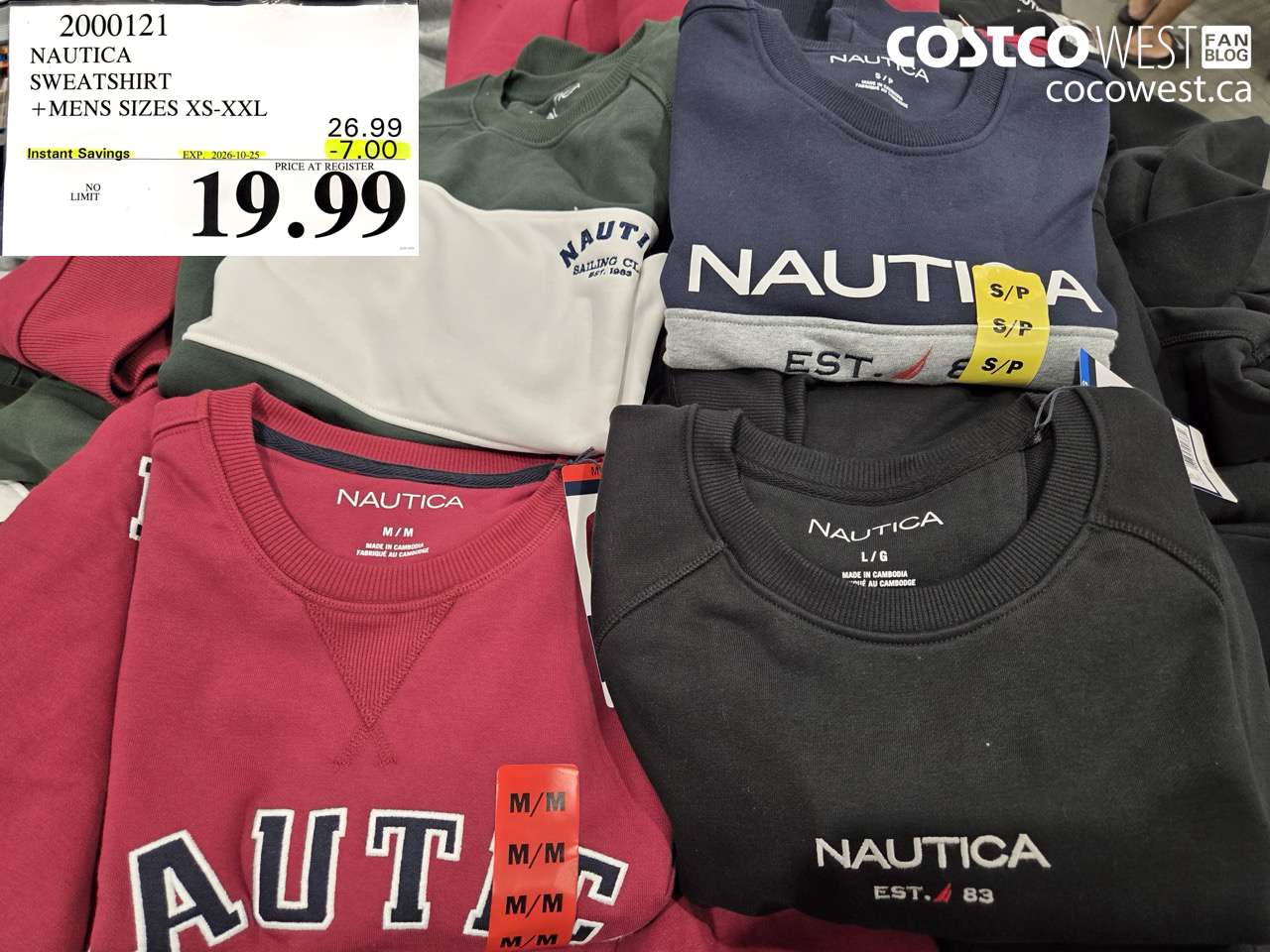 2000121 NAUTICA SWEATSHIRT MENS SIZES XS-XXL ($7.00 INSTANT SAVINGS EXPIRES ON 2026-10-25) $19.99