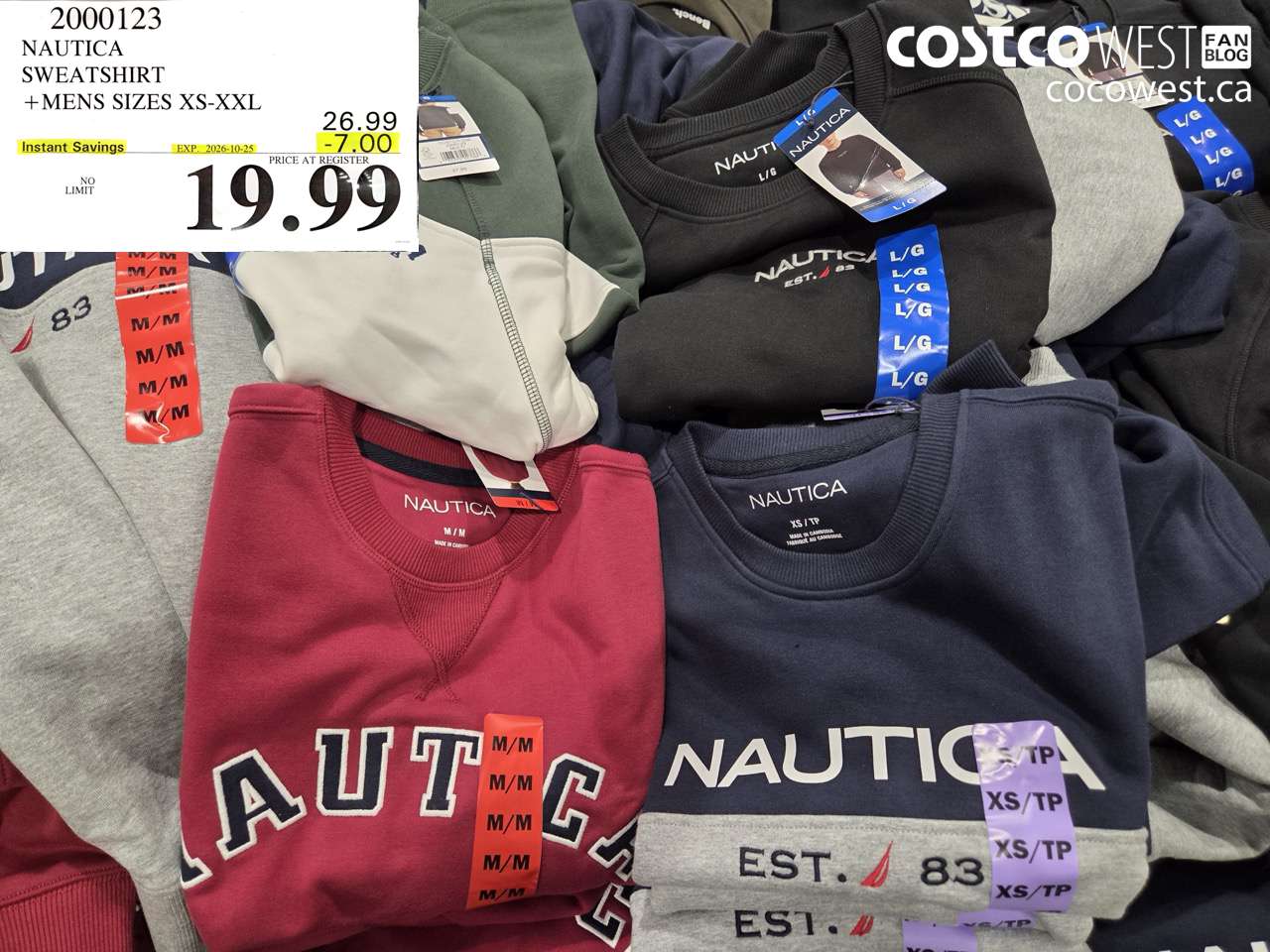 2000123 NAUTICA SWEATSHIRT +MENS SIZES XS-XXL ($7.00 INSTANT SAVINGS EXPIRES ON 2026-10-25) $19.99