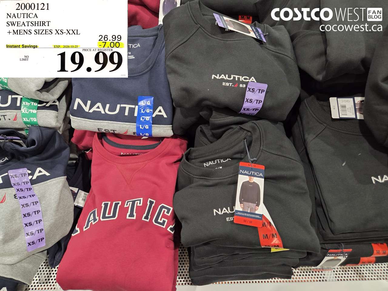 2000121 NAUTICA SWEATSHIRT + MENS SIZES XS-XXL ($7.00 INSTANT SAVINGS EXPIRES ON 2026-10-25) $19.99