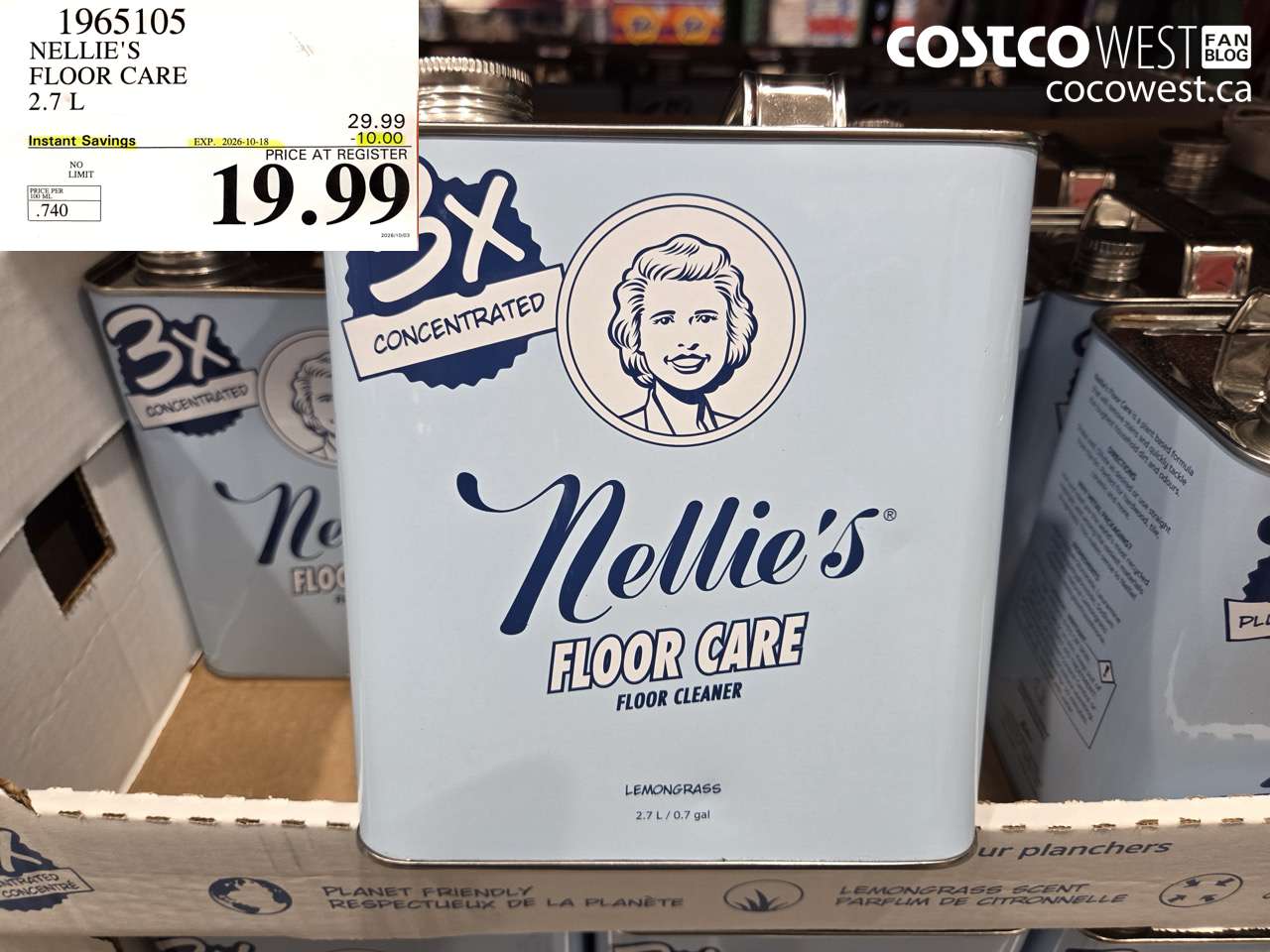 1965105 NELLIE'S FLOOR CARE 2.7 L ($10.00 INSTANT SAVINGS EXPIRES ON 2026-10-18) $19.99