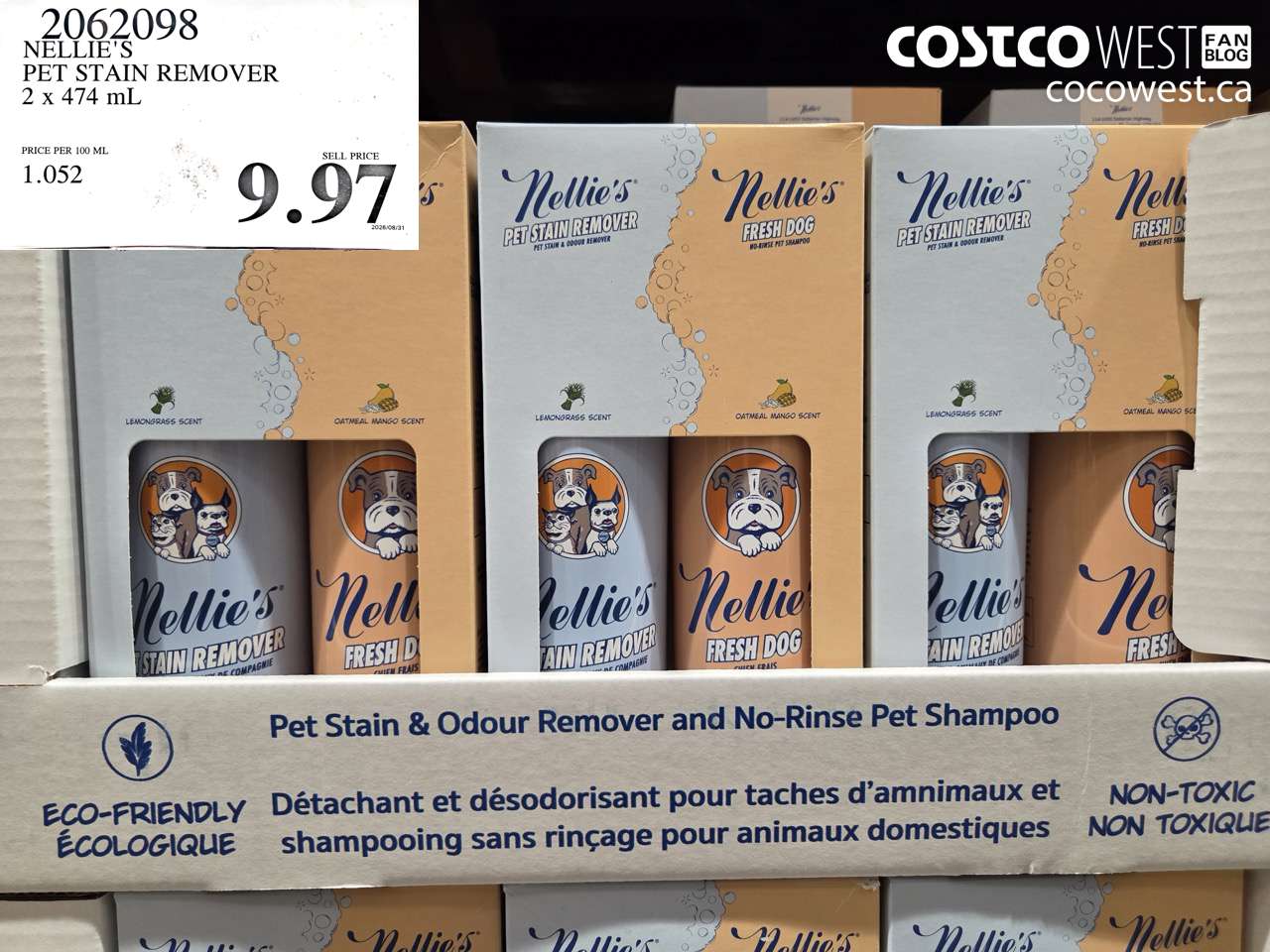 2062098 NELLIE'S PET STAIN REMOVER 2 X 474 ML $9.97