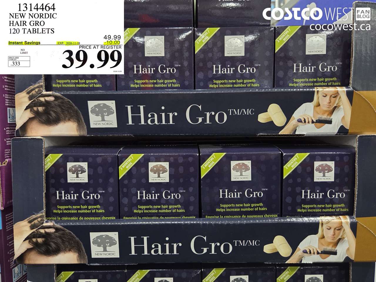1314464 NEW NORDIC HAIR GRO 120 TABLETS ($10.00 INSTANT SAVINGS EXPIRES ON 2026-11-08) $39.99