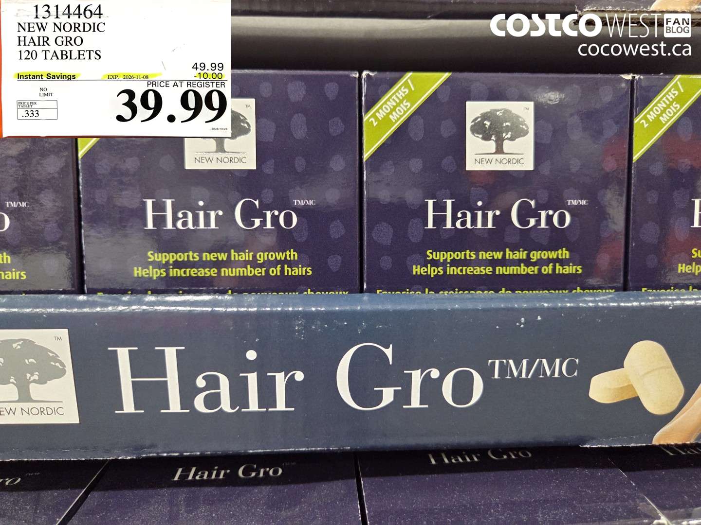 1314464 NEW NORDIC HAIR GRO 120 TABLETS ($10.00 INSTANT SAVINGS EXPIRES ON 2026-11-08) $39.99