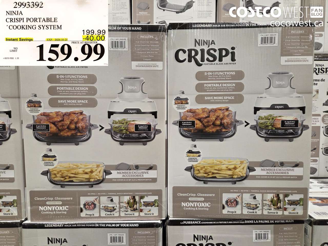 2993392 NINJA CRISPI PORTABLE COOKING SYSTEM ($40.00 INSTANT SAVINGS EXPIRES ON 2026-10-25) $159.99