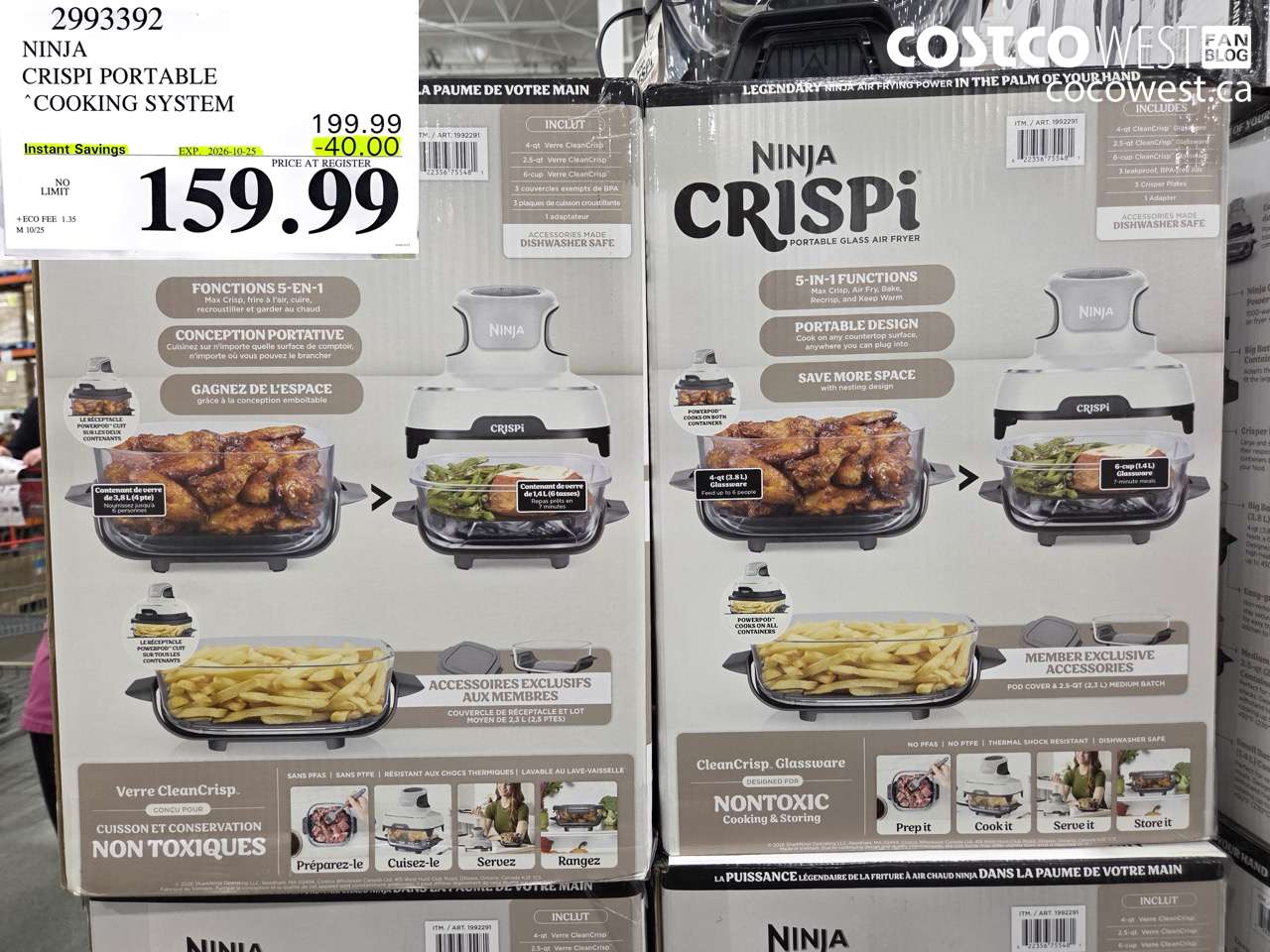 2993392 NINJA CRISPI PORTABLE COOKING SYSTEM ($40.00 INSTANT SAVINGS EXPIRES ON 2026-10-25) $159.99