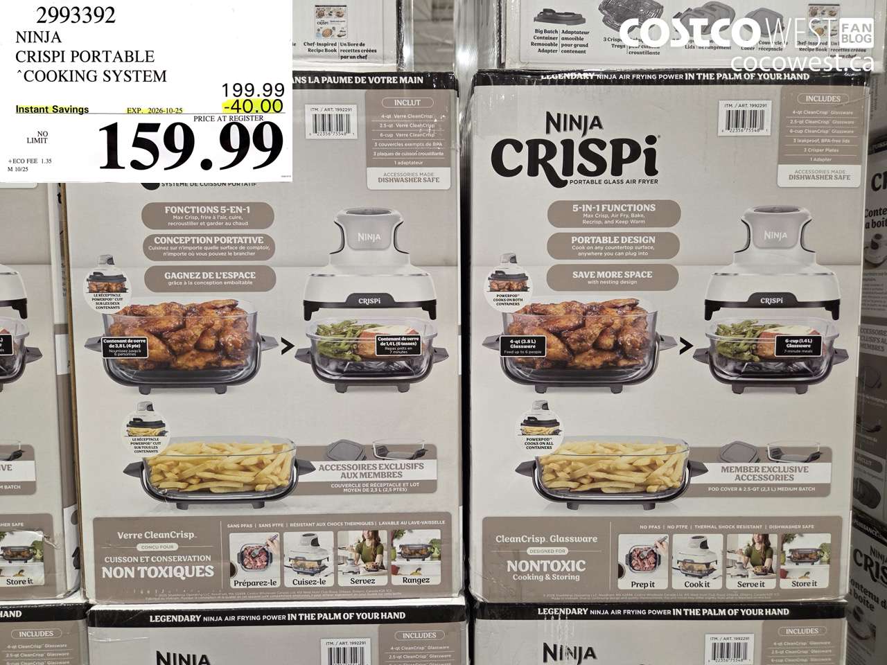 2993392 NINJA CRISPI PORTABLE COOKING SYSTEM ($40.00 INSTANT SAVINGS EXPIRES ON 2026-10-25) $159.99