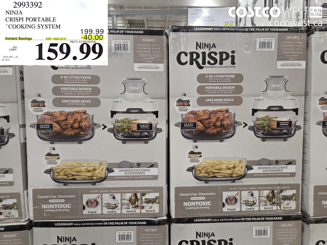 2993392 NINJA CRISPI PORTABLE COOKING SYSTEM ($40.00 INSTANT SAVINGS EXPIRES ON 2026-10-25) $159.99