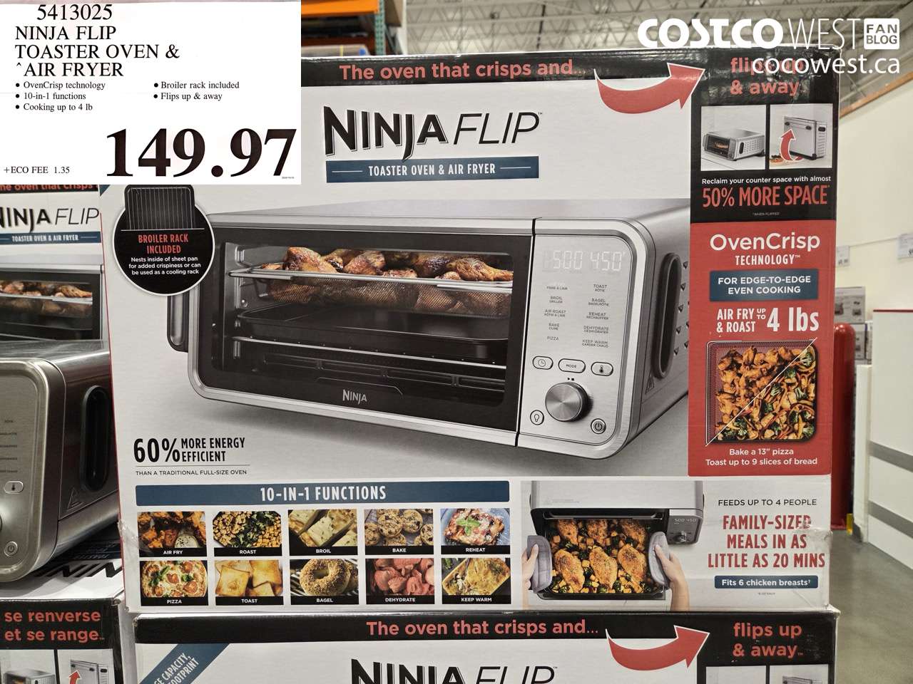 5413025 NINJA FLIP TOASTER OVEN & AIR FRYER $149.97